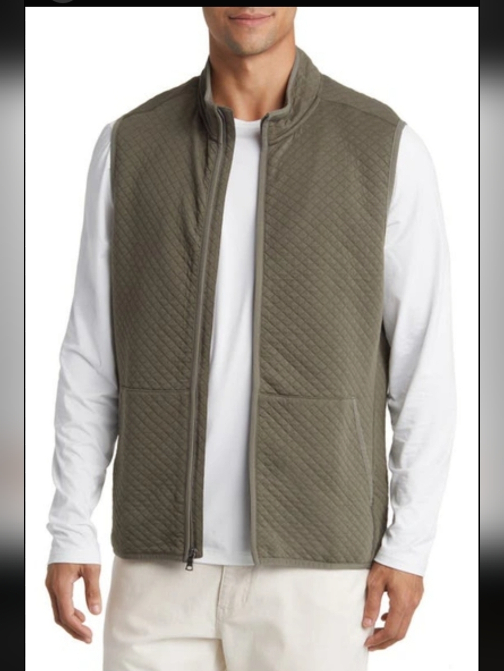 Rhone Gramercy Quilted Zip Vest In Lichen Green NWOT